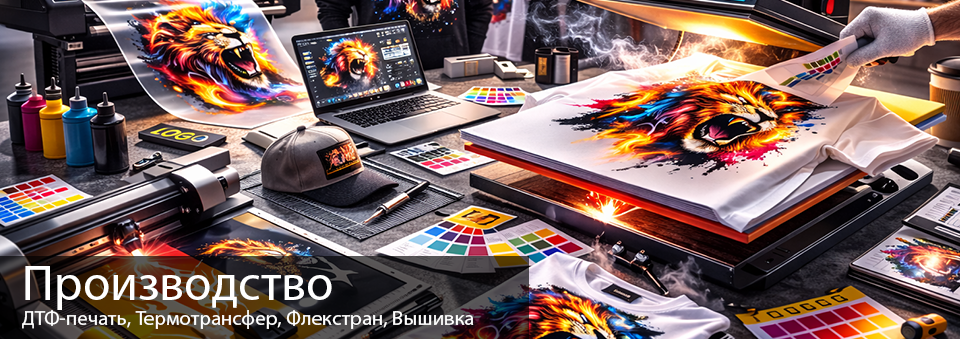 Производство. ДТФ-печать, Плоттерная резка, Перенос логотипов