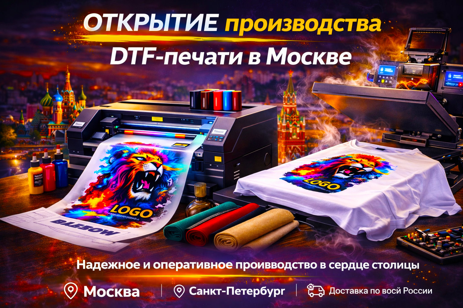Открытие производства DTF-печати в Москве